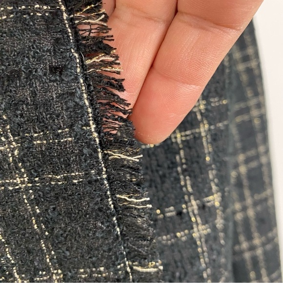 Ann Taylor Shimmer Plaid Fringe Tweed Jacket - Picture 8 of 9